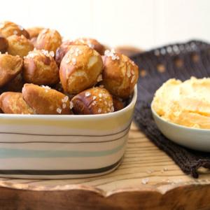 Pretzel Bites with Quick Cheddar Dip Recipe | Epicurious.com_image