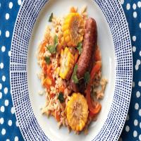 Baked Rice with Sausage, Peppers, and Corn image