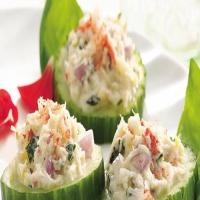 Basil- and Crabmeat-Topped Cucumbers image