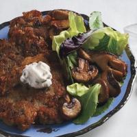 Porcini Mushroom Latkes with Mushroom Salad and Chive 
