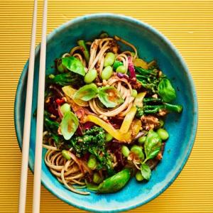 Sticky noodles with homemade hoisin image