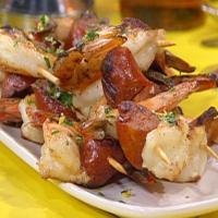 Grilled Shrimp and Chorizo Skewers with Piquillo Gazpacho_image