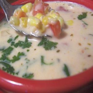 Creamy Corn Soup With Red Bell Pepper image