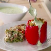 Couscous-Stuffed Peppers with Basil Sauce image