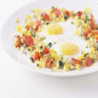 Fried Eggs with Vegetable Confetti_image