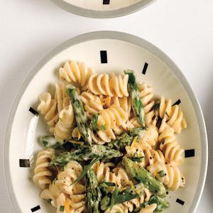 Pasta with Goat Cheese, Lemon, and Asparagus Recipe | Epicurious.com_image