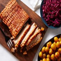Crispy Pork Belly with Braised Red Cabbage and Sugar Browned Potatoes_image