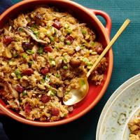 Sticky Rice Stuffing with Chinese Sausage and Shiitakes image