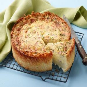 Deep-Dish Hash Brown Ham and Cheese Quiche_image