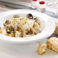 Seared cod with chowder sauce_image