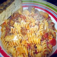 Fusilli Pasta With Ground Sausage Bolognese Sauce_image