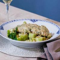 Dijon-Baked Salmon with Date and Apple Salad image