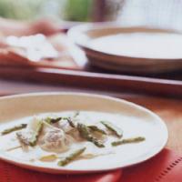 Walnut and Pancetta Pansoti with Asparagus in Parmesan Broth image
