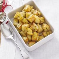 Crunchy potato squares with herby salt image