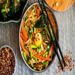 Buttery Veggie Lo Mein With Gochujang and Egg Yolks image