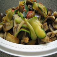 Zucchini Pasta With Mushrooms, Eggplant and Roasted Peppers_image