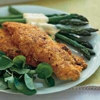 Parmesan-Crusted Chicken and Asparagus with Sauce Maltaise image