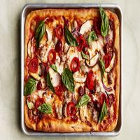 Sausage, Mushroom, and Pickled-Pepper Pizza image