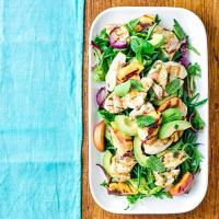 Minty griddled chicken & peach salad image