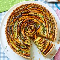 Summer vegetable & pesto rose tart image