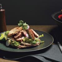 Coriander Chicken Tostadas with Refried Beans and Grilled Fennel image