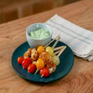 Deconstructed Pizza Skewers with Roasted Tomato, Fried Mozzarella and Basil Aioli image