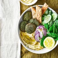 Spinach falafel & hummus bowl image