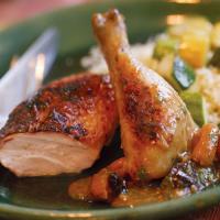 Roast Chicken with Moroccan Apricot Pan Sauce_image