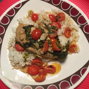 Chicken with Grape Tomatoes and Fried Basil image
