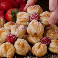 Raspberry Puff Pastry Flower Recipe by Tasty_image