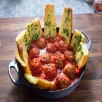 Roasted Meatballs with Garlic Bread image