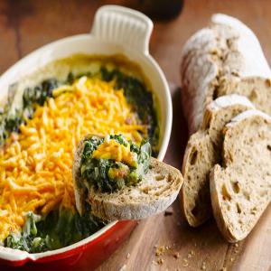 Three-Cheese Baked Spinach and Artichoke Dip_image