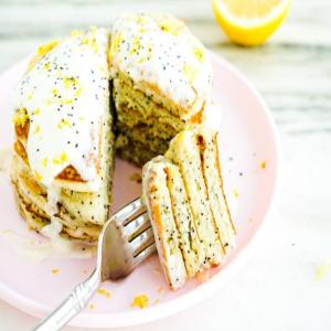 Lemon-Poppy Seed Pancakes with Honey and Lemon Creme Fraiche image