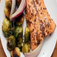 Maple and Mustard-Glazed Salmon with Roasted Brussels Sprouts Recipe_image