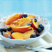 Prosecco Jelly with Nectarines, Blueberries, and Candied Orange Peel image