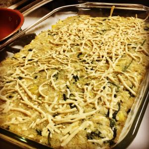 Cauliflower Rice Casserole with Spinach and Artichokes_image