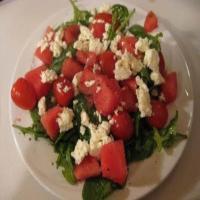 Watermelon, Tomato, Feta and Arugula Salad w/ Balsamic Glaze_image