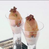 Tangerine Sorbet with Vanilla Cream and Candied Pistachios_image