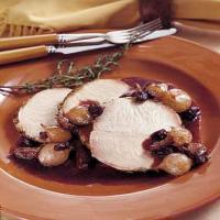 Brined Pork Loin with Onion, Raisin, and Garlic Compote_image