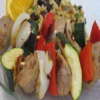 Sweet Italian Chicken Sausage Kabobs with Orzo Brown Rice Pilaf_image