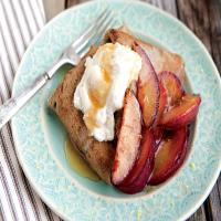 Buckwheat Crepes with Honeyed Ricotta and Sautéed Plums image