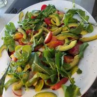 Heirloom Tomato Salad with Nectarines, Avocado, and Arugula image