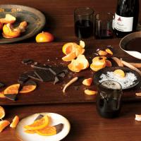 Chocolate Fondue with Clementines, Candied Grapefruit Peel, and Glaceed Orange Slices_image
