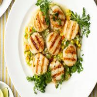 Grilled Sea Scallops With Corn and Pepper Salsa image