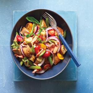 Salmon Panzanella with Green Beans Recipe | Epicurious.com_image
