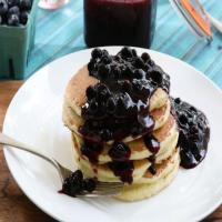Fluffy Lemon Ricotta Pancakes with Blueberry Sauce image