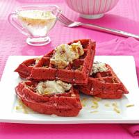 Red Velvet Waffles with Coconut Syrup_image