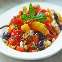 Roasted Pepper Salad with Feta, Pine Nuts & Basil_image