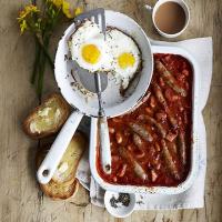 Sausage, bean & bacon bake image