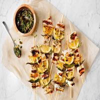 Grilled Swordfish Kebabs With Golden Raisin Chimichurri image